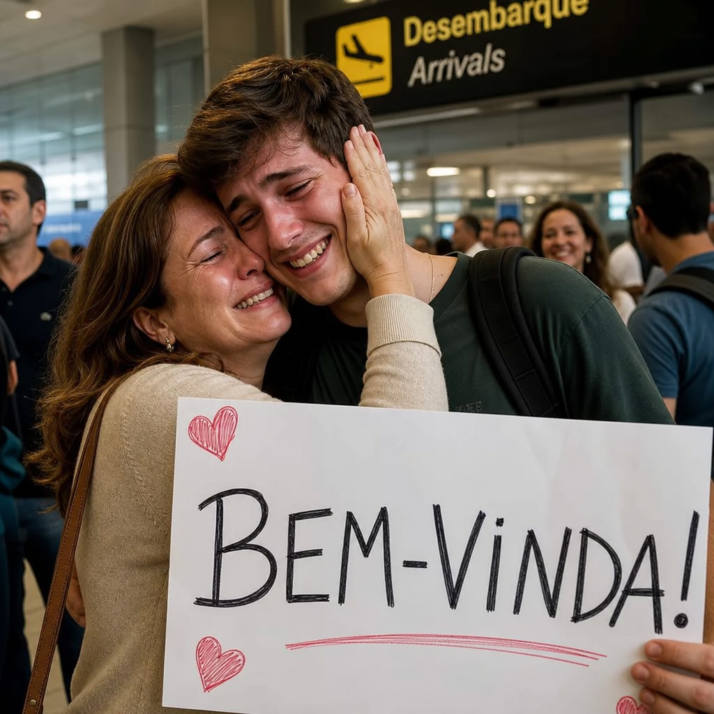 Reencontro emocional no aeroporto: superação do medo de voar